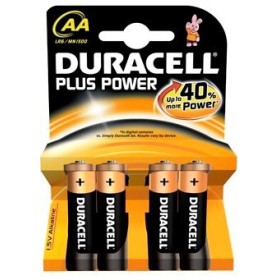 Pack de 4 piles Duracell Alkaline Plus Extra Life  AA LR6
