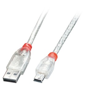 Câble USB 2.0 A vers Mini-B, transparent, 1m